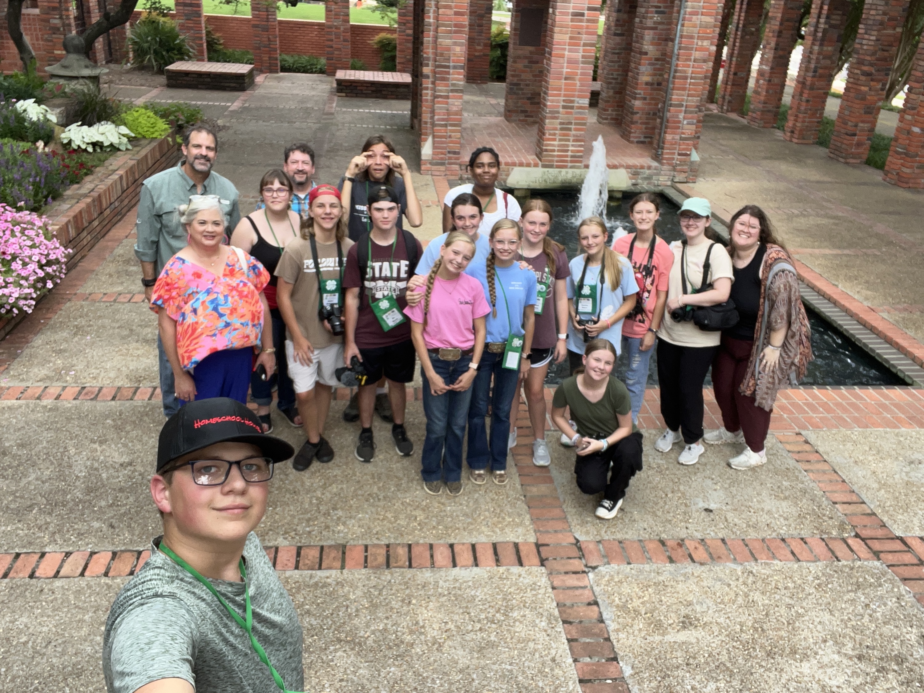 A group selfie of several students.