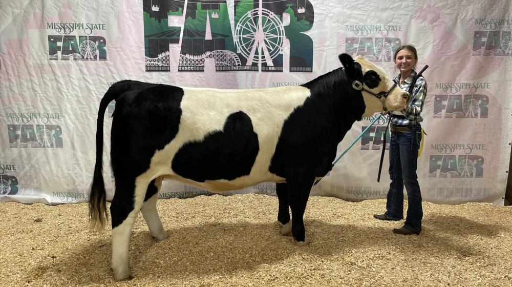 Girl with cow.