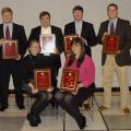 Mississippi State University graduate students gave presentations on their agricultural research during Feb. 7 competition on campus. Those placing in the doctoral level or one of two master's level competitions included, front row, from left, Aly Shinkle, second place in master's competition; and Amber Eytcheson, second place in the Ph.D. section; and back row, from left, Ben Von Kanel, first place in the Ph.D. section; Andrew Adams, first place in a master's section; Garret Montgomery, second place in a m