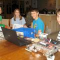 The Pearl River County senior 4-H Robotics team, from left Elsa Schmitz, Emily Bordelon, Bradley Guillot and Eric Bordelon, plans robot construction to prepare for an annual robotics contest. (Submitted Photo)