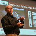 Jason Krutz, irrigation specialist with the Mississippi State University Extension Service, addresses water efficiency on cropland during the Mississippi Delta Irrigation Summit in Stoneville, Mississippi, on Dec. 10, 2014. (Photo by MSU Ag Communications/Linda Breazeale)