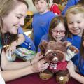 Pre-registered school groups will attend the Mississippi State University College of Veterinary Open House on April 5. Students, such as these at the 2012 event, enjoy the hands-on activities and demonstrations. (Photo by MSU College of Veterinary Medicine/Tom Thompson)