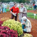 Gardeners of all skills flock to the Fall Flower and Garden Festival in Crystal Springs to examine the displays and collect new ideas. These ladies visited a previous festival and took notes on a vigorous sun coleus display. (Photo by Bob Ratliff)